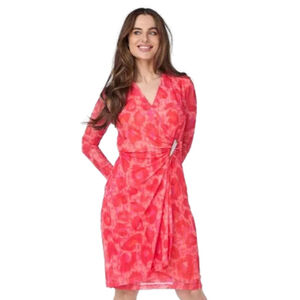 Esqualo Wrap Mesh Animal Print Dress Size Large